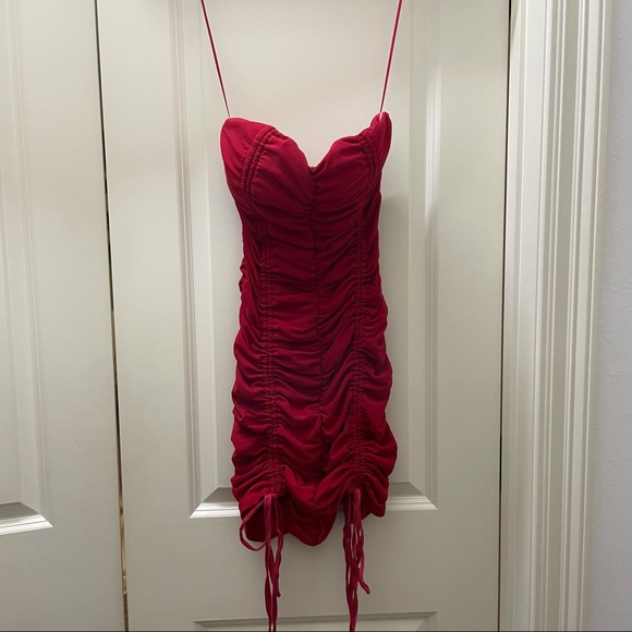 Red ruched mini dress - Picture 6 of 9